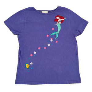 Vintage Kids Disney Ariel Little Mermaid Purple Embroidered T-Shirt Size 4T